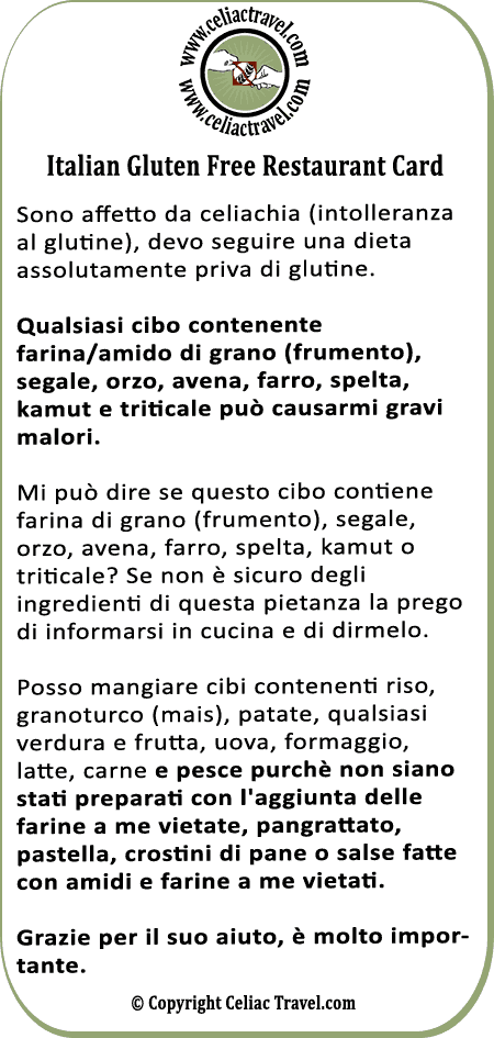 Card senza glutine esempio